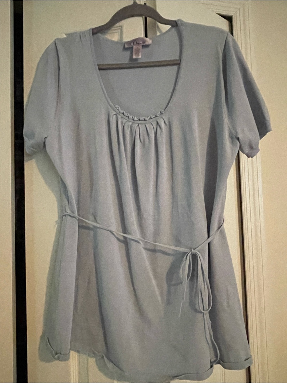 Nine & Co. Light Blue Scoop-Neck Tunic with Waist Tie